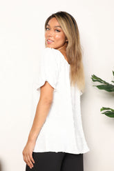 Swiss Dot Puff Sleeve Square Neck Blouse - Feminine & Trendy Style